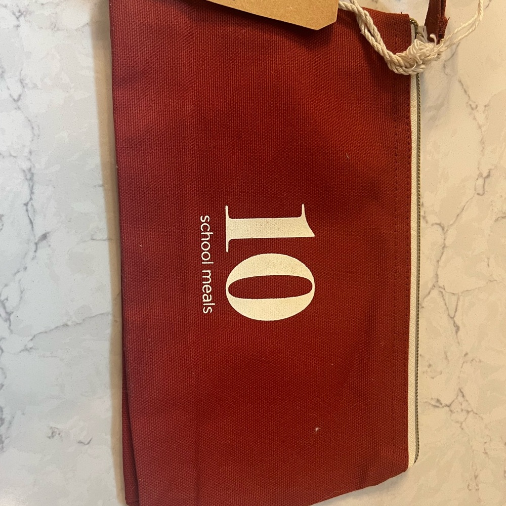 Clarins Red Canvas Pouch with White Accents